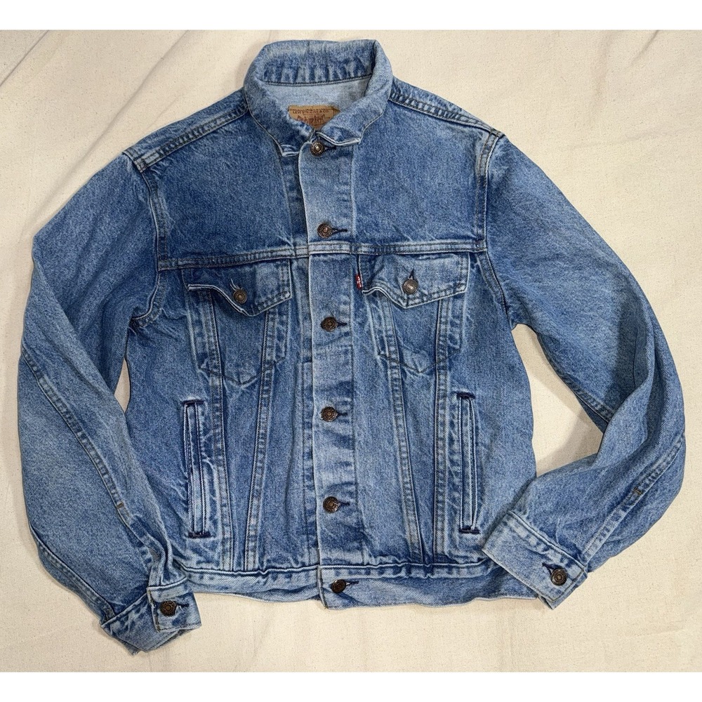 VTG 80s Levis Denim Trucker Jacket Men's 40R Made in USA Medium Blue